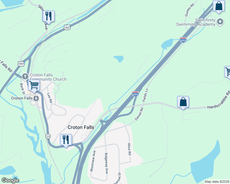 map of restaurants, bars, coffee shops, grocery stores, and more near 2-24 Reed Road in North Salem