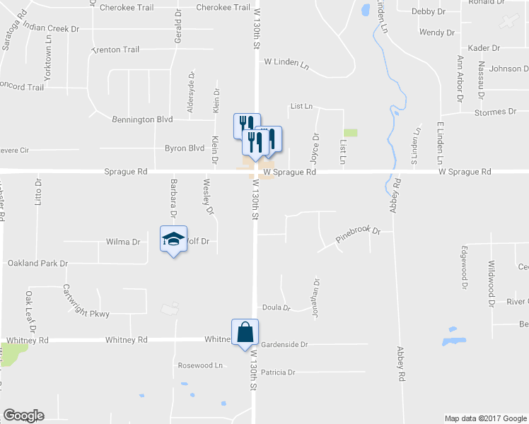 map of restaurants, bars, coffee shops, grocery stores, and more near 8181 West 130th Street in North Royalton