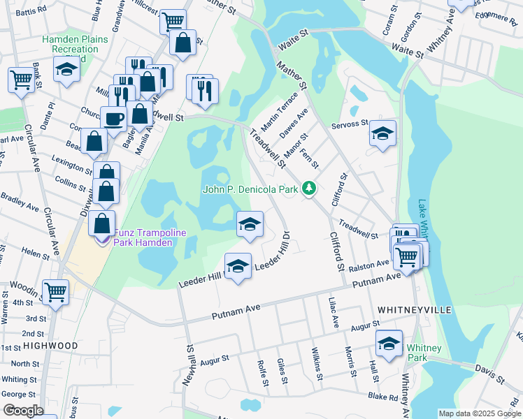 map of restaurants, bars, coffee shops, grocery stores, and more near 157-319 Leeder Hill Dr in Hamden