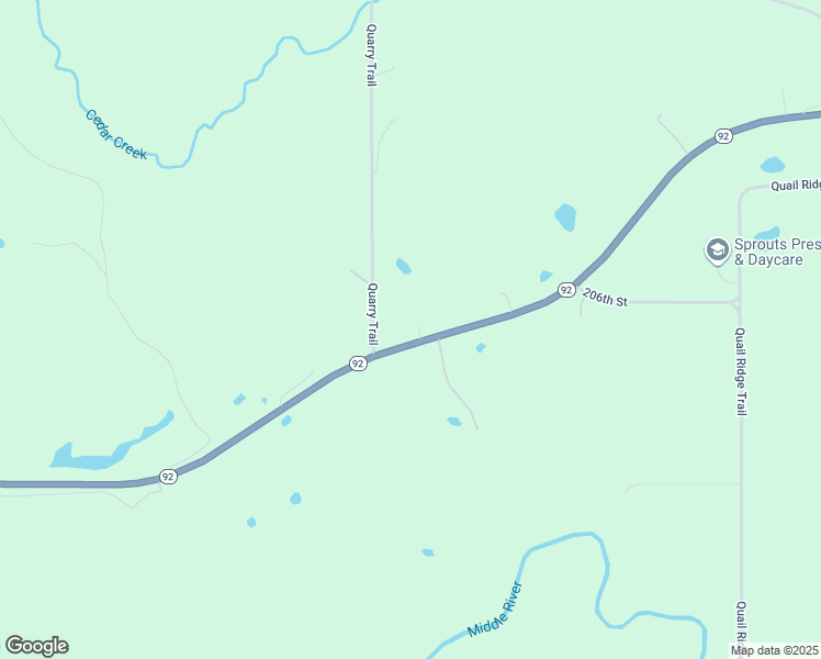 map of restaurants, bars, coffee shops, grocery stores, and more near 2609 Iowa 92 in Winterset
