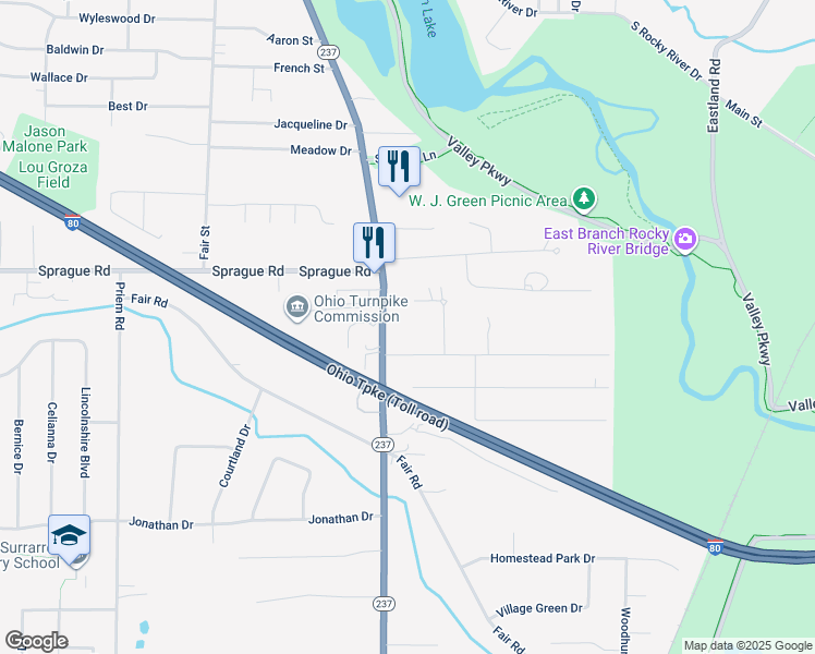 map of restaurants, bars, coffee shops, grocery stores, and more near 703 Prospect Street in Berea