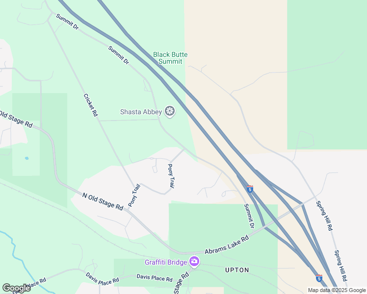 map of restaurants, bars, coffee shops, grocery stores, and more near 117 Pony Trail in Mount Shasta