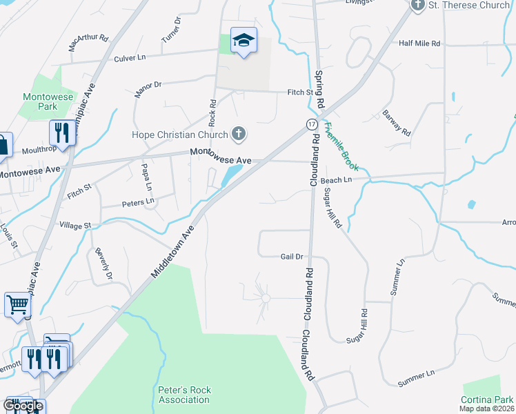 map of restaurants, bars, coffee shops, grocery stores, and more near 19 Palmieri Place in North Haven