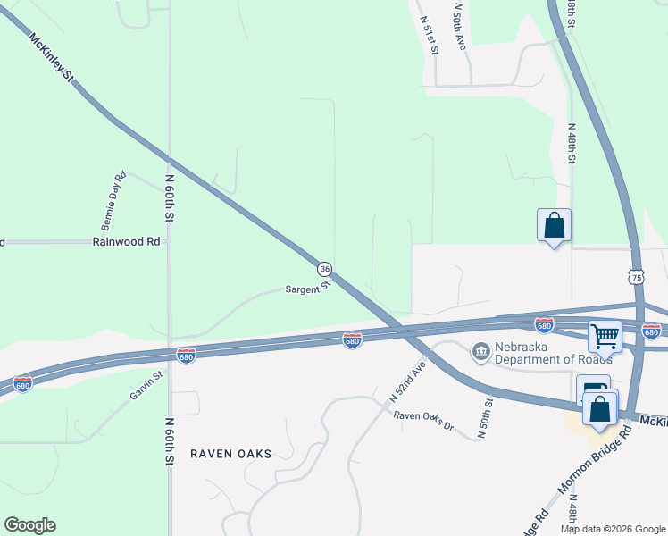 map of restaurants, bars, coffee shops, grocery stores, and more near 10324 North 53rd Street in Omaha