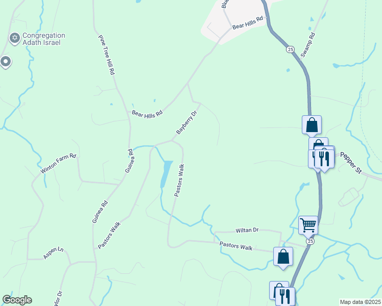 map of restaurants, bars, coffee shops, grocery stores, and more near 84 Lantern Drive in Monroe