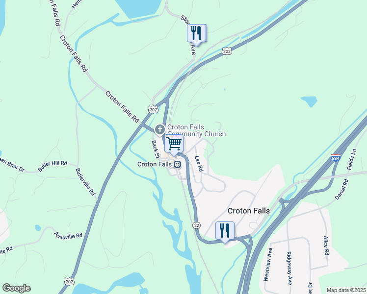 map of restaurants, bars, coffee shops, grocery stores, and more near 4 Maple Avenue in Croton Falls