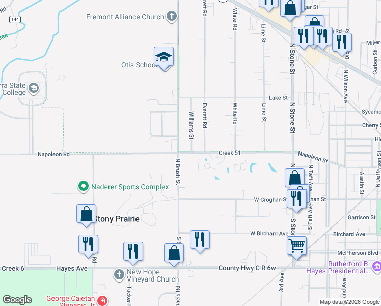 map of restaurants, bars, coffee shops, grocery stores, and more near 2259 Napoleon Road in Fremont