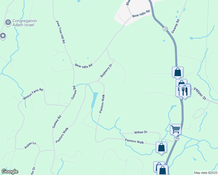 map of restaurants, bars, coffee shops, grocery stores, and more near 84 Lantern Drive in Monroe