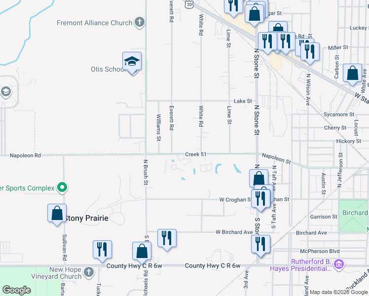 map of restaurants, bars, coffee shops, grocery stores, and more near 429 Everett Road in Fremont