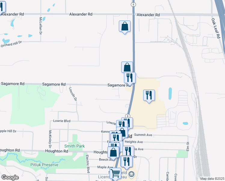 map of restaurants, bars, coffee shops, grocery stores, and more near 80 Canter Lane in Northfield