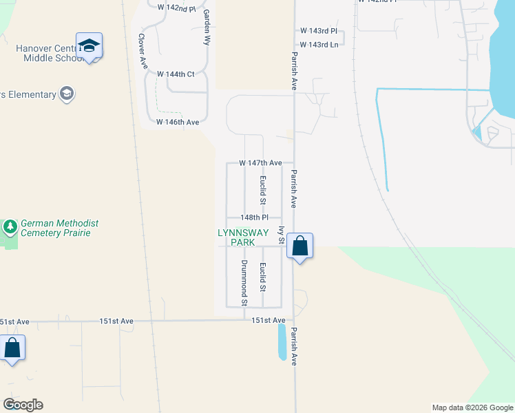 map of restaurants, bars, coffee shops, grocery stores, and more near 14752 Euclid Street in Cedar Lake
