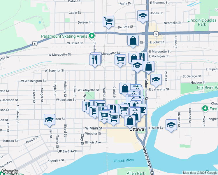 map of restaurants, bars, coffee shops, grocery stores, and more near 1013 Canal Street in Ottawa