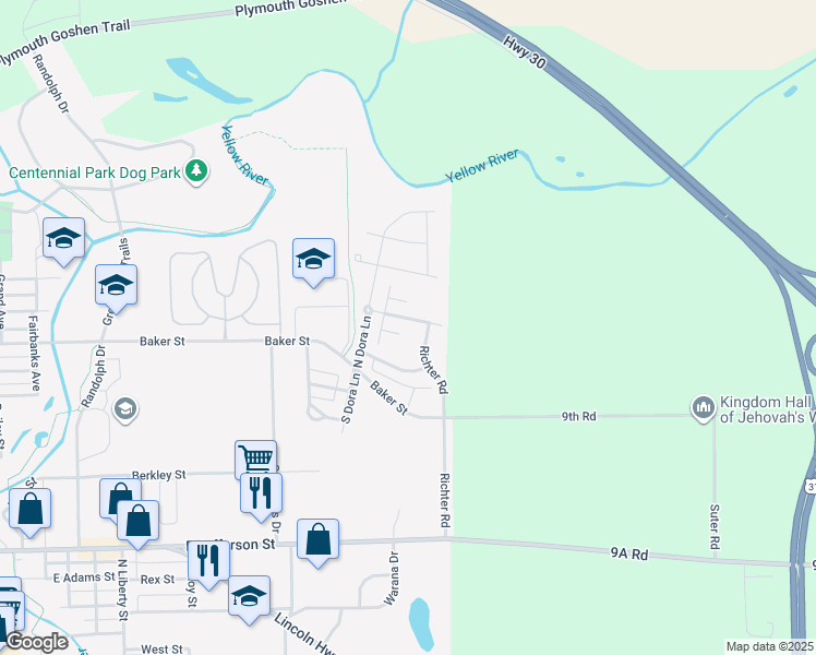map of restaurants, bars, coffee shops, grocery stores, and more near 1130 Ed Cook Boulevard in Plymouth