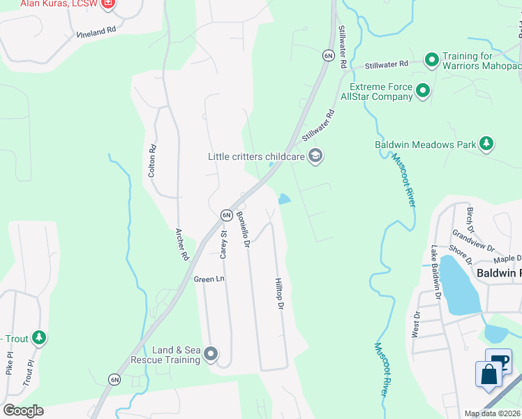 map of restaurants, bars, coffee shops, grocery stores, and more near 168 New York 6N in Mahopac