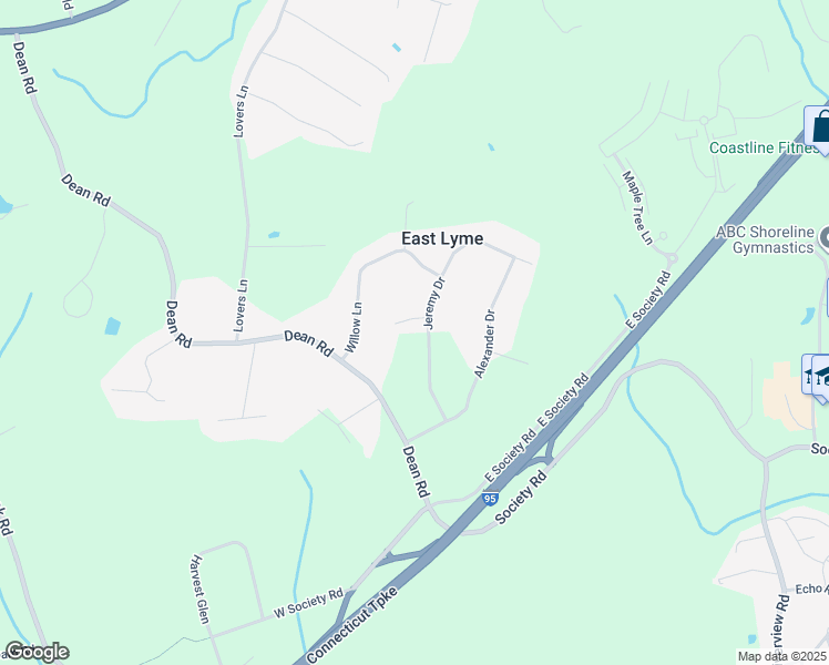 map of restaurants, bars, coffee shops, grocery stores, and more near 14R Jeremy Drive in East Lyme