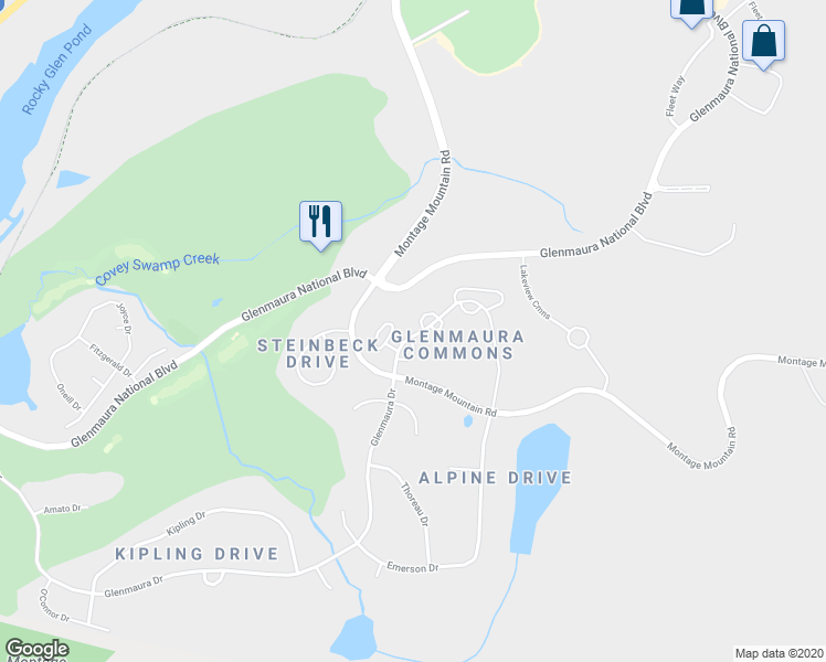 map of restaurants, bars, coffee shops, grocery stores, and more near 1001 Tennyson Close in Moosic