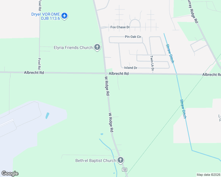 map of restaurants, bars, coffee shops, grocery stores, and more near 9619 West Ridge Road in Elyria