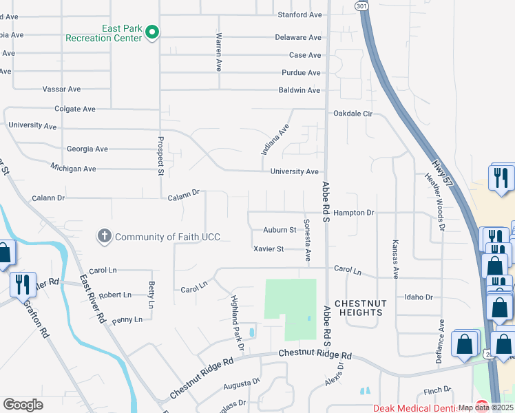 map of restaurants, bars, coffee shops, grocery stores, and more near 402 Hampton Drive in Elyria