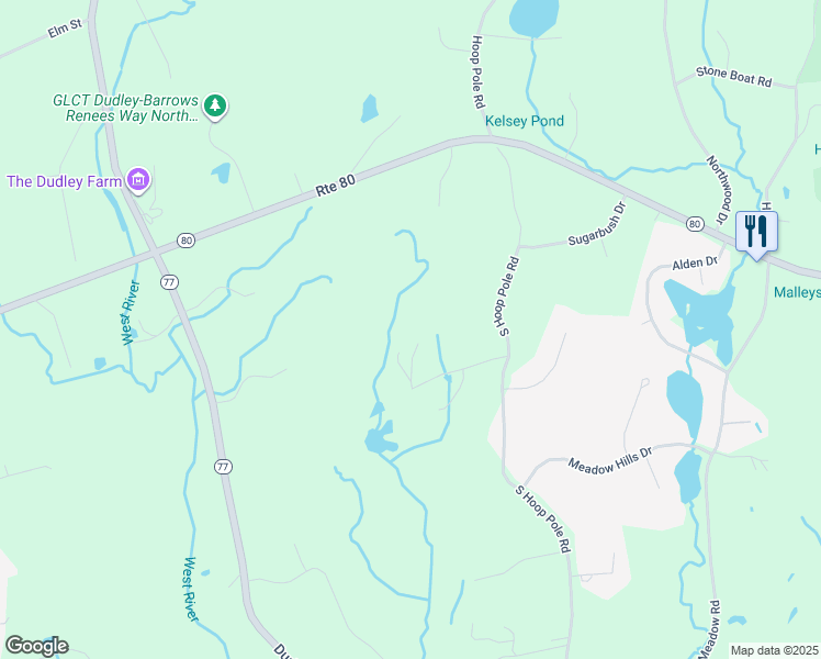 map of restaurants, bars, coffee shops, grocery stores, and more near 522 South Hoop Pole Road in Guilford