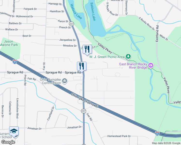 map of restaurants, bars, coffee shops, grocery stores, and more near 700 South Point Trail in Berea