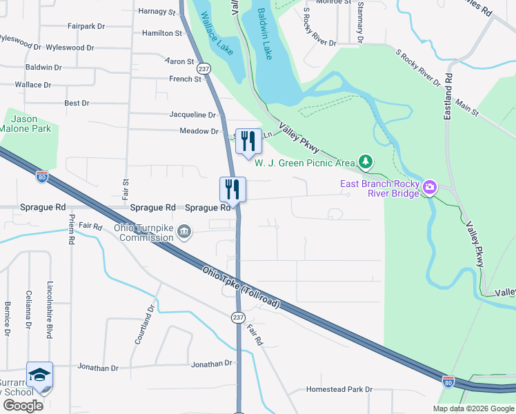 map of restaurants, bars, coffee shops, grocery stores, and more near 700 South Point Trail in Berea