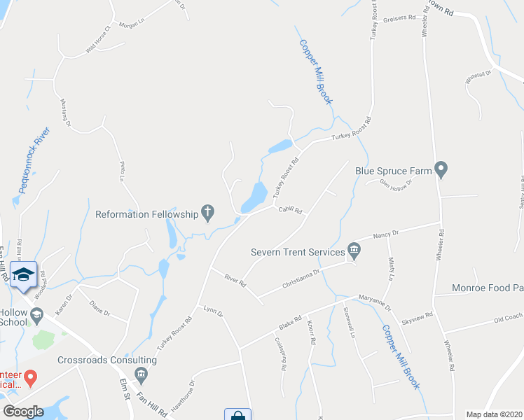 map of restaurants, bars, coffee shops, grocery stores, and more near 184 Turkey Roost Road in Monroe