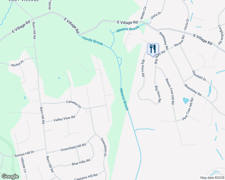 map of restaurants, bars, coffee shops, grocery stores, and more near 5 Hamlet Lane in Monroe