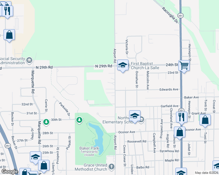 map of restaurants, bars, coffee shops, grocery stores, and more near 2115 Chartres Street in LaSalle