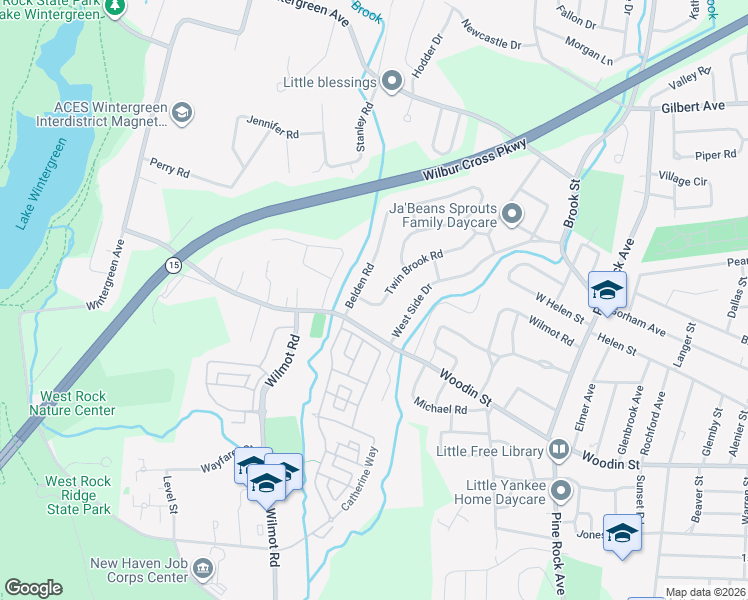 map of restaurants, bars, coffee shops, grocery stores, and more near 15 Twin Brook Road in Hamden