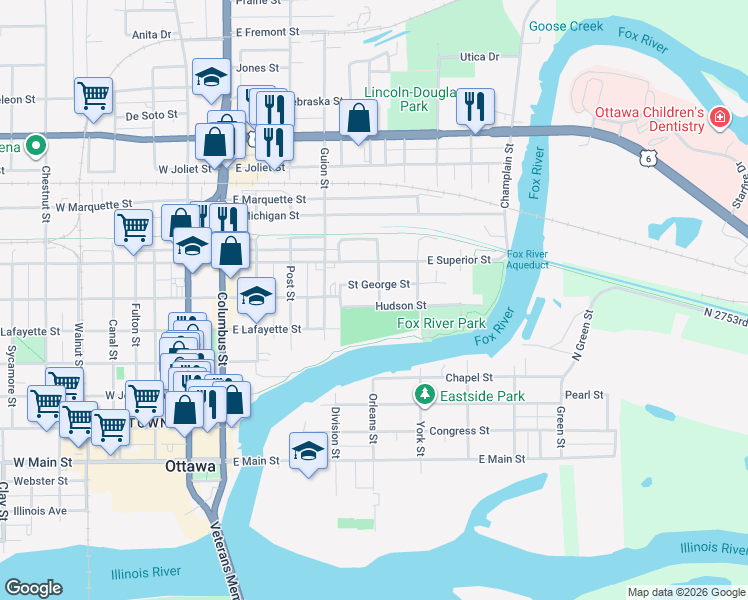 map of restaurants, bars, coffee shops, grocery stores, and more near 538 Hudson Street in Ottawa