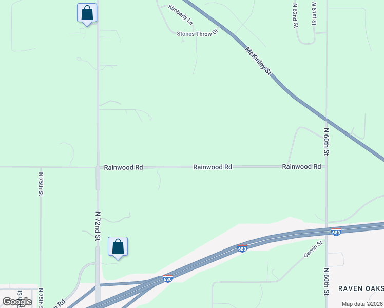 map of restaurants, bars, coffee shops, grocery stores, and more near 6556-6798 Rainwood Road in Omaha