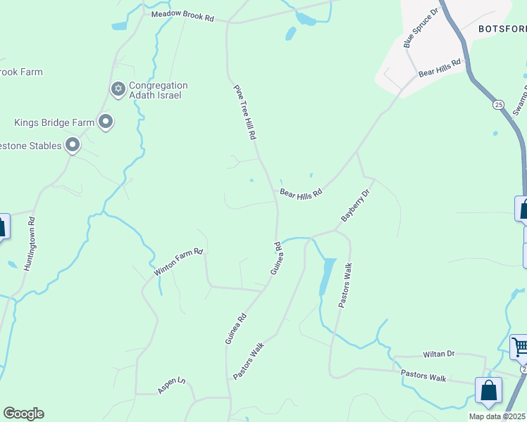 map of restaurants, bars, coffee shops, grocery stores, and more near 54 Pine Tree Hill Road in Newtown