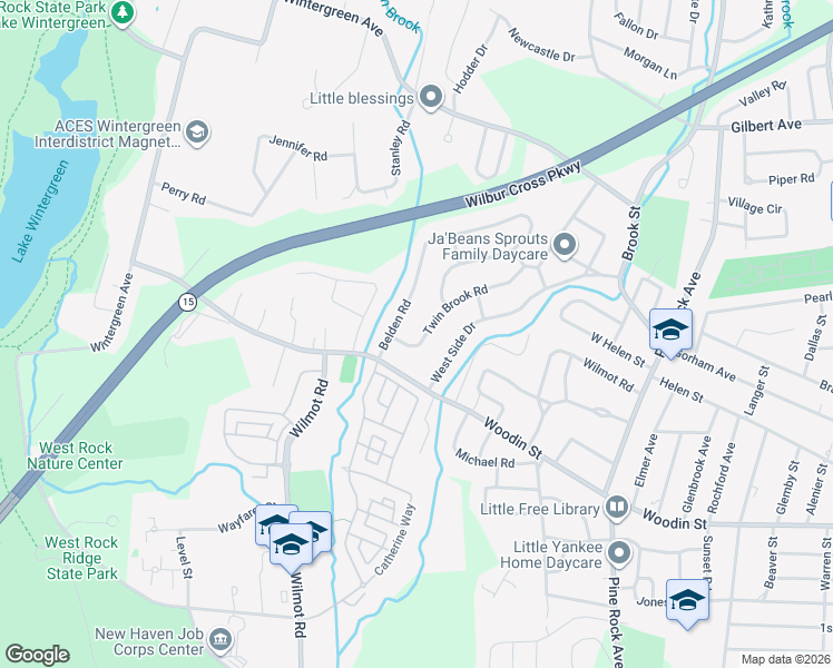 map of restaurants, bars, coffee shops, grocery stores, and more near 15 Twin Brook Road in Hamden