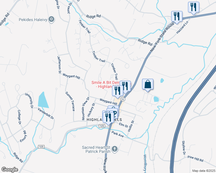 map of restaurants, bars, coffee shops, grocery stores, and more near 4 Aspen Court in Woodbury