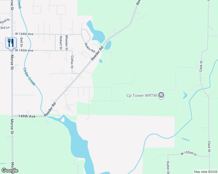 map of restaurants, bars, coffee shops, grocery stores, and more near 6206 147th Avenue in Crown Point