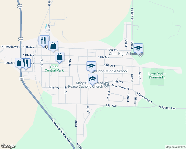 map of restaurants, bars, coffee shops, grocery stores, and more near 800 12th Avenue in Orion