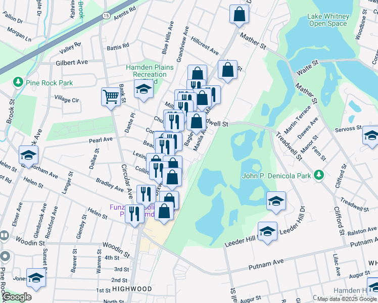 map of restaurants, bars, coffee shops, grocery stores, and more near 14 Bagley Avenue in Hamden