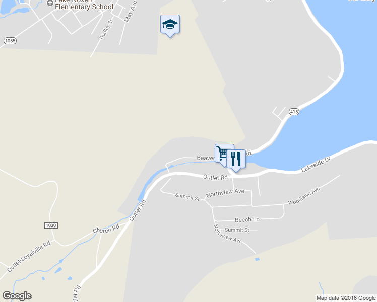 map of restaurants, bars, coffee shops, grocery stores, and more near 58 Beaver Drive in Harveys Lake