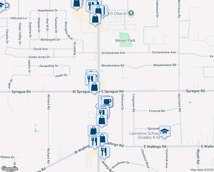 map of restaurants, bars, coffee shops, grocery stores, and more near 7851 Broadview Road in Seven Hills