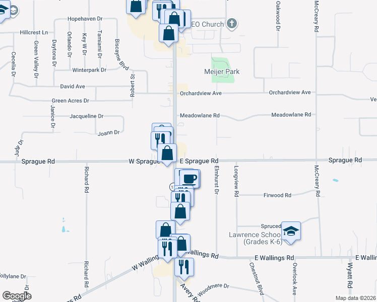 map of restaurants, bars, coffee shops, grocery stores, and more near 7851 Broadview Road in Seven Hills