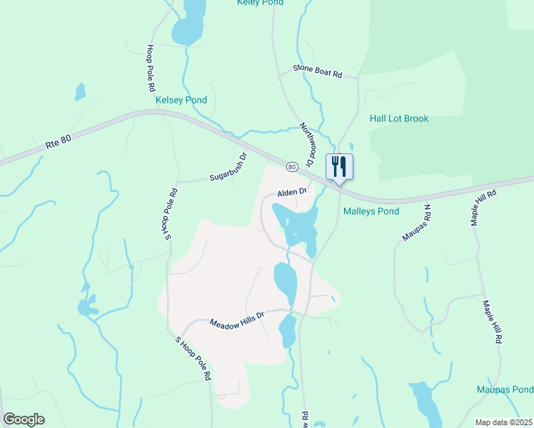 map of restaurants, bars, coffee shops, grocery stores, and more near 183 Alden Drive in Guilford