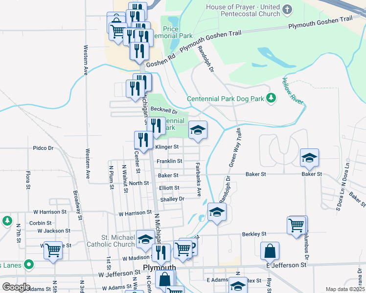 map of restaurants, bars, coffee shops, grocery stores, and more near 299 Klinger Street in Plymouth