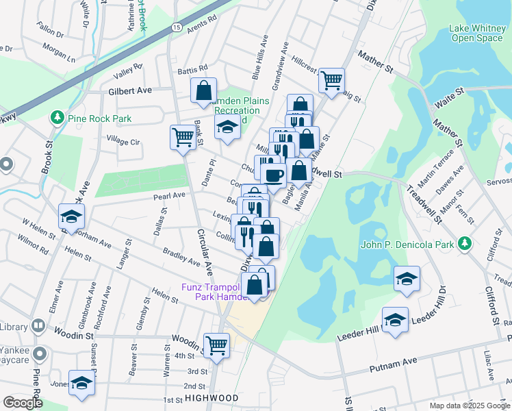 map of restaurants, bars, coffee shops, grocery stores, and more near 1430 Dixwell Avenue in Hamden