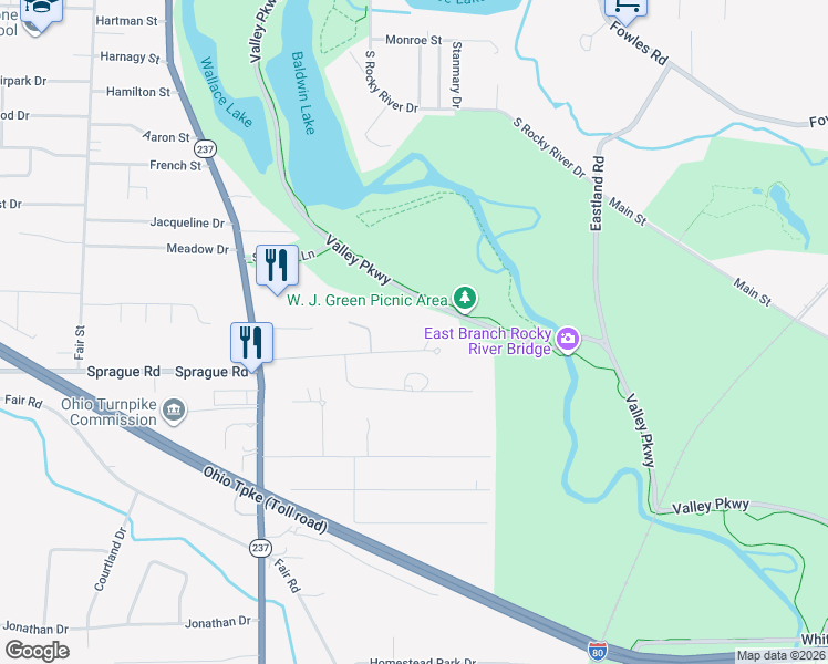 map of restaurants, bars, coffee shops, grocery stores, and more near 162 Manning Drive in Berea