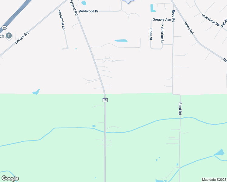 map of restaurants, bars, coffee shops, grocery stores, and more near 9491 Island Road in North Ridgeville