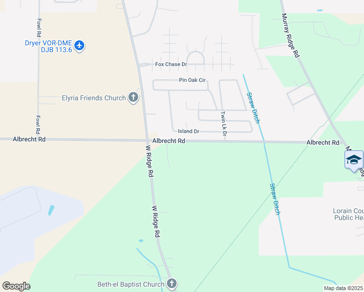 map of restaurants, bars, coffee shops, grocery stores, and more near 42891 Albrecht Road in Elyria