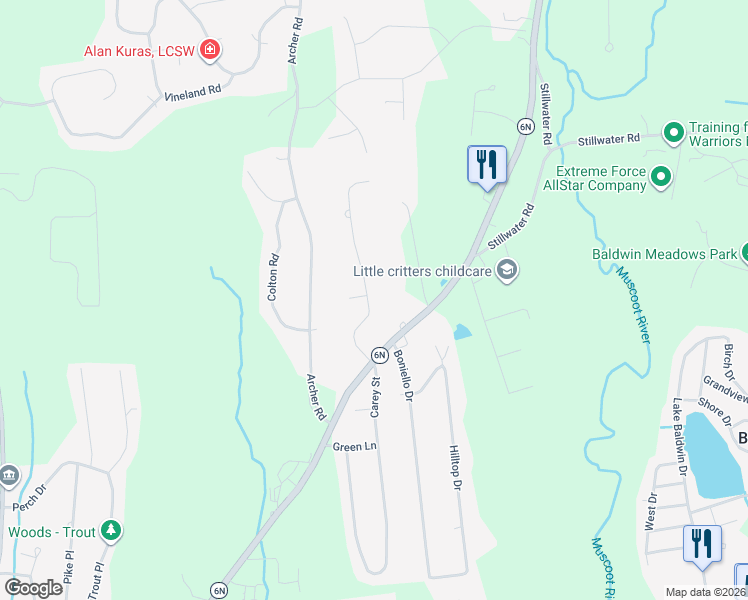 map of restaurants, bars, coffee shops, grocery stores, and more near 36 Friendly Road in Mahopac