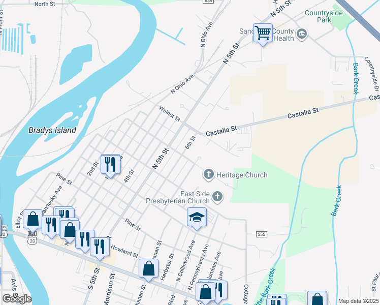 map of restaurants, bars, coffee shops, grocery stores, and more near 701 6th Street in Fremont