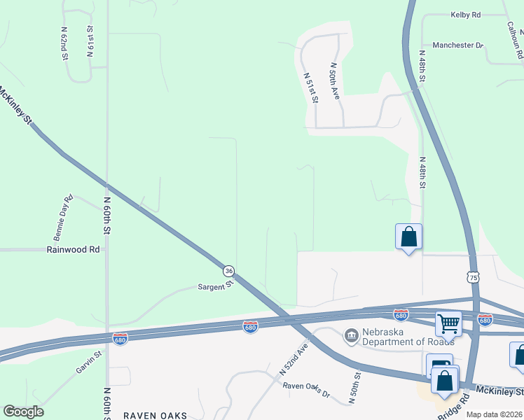 map of restaurants, bars, coffee shops, grocery stores, and more near 10211 North 53rd Street in Omaha