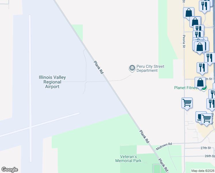 map of restaurants, bars, coffee shops, grocery stores, and more near 2897 East 103rd Road in Peru
